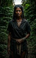 foto do selvagem tribal mulher dentro a selva, generativo ai