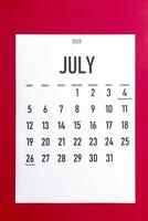 Julho 2020 calendário com feriados foto