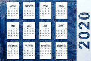 2020 calendário em na moda clássico azul colori pano de fundo foto