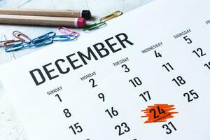 Natal véspera 2019 marcado em calendário foto
