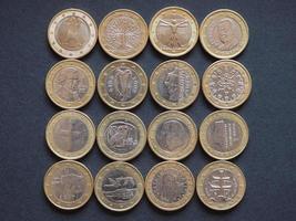 moedas de euro de muitos países