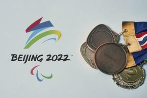 paralimpíadas medalhas e Pequim 2022 paralímpico jogos símbolo foto
