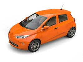 Perigo laranja moderno elétrico eco carro - 3d ilustração foto