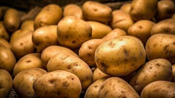 realista foto do uma grupo do batata. topo Visão legumes cenário. ai gerado