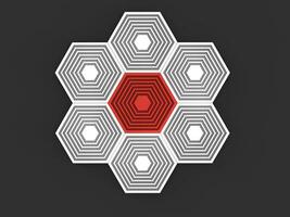 abstrato icônico hexágono formas - vermelho e branco foto