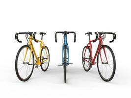 amarelo, azul e vermelho pró Esportes bicicletas foto