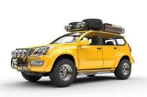 grande amarelo moderno suv - embalado foto