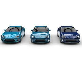 Esportes carros - variações em azul cor foto
