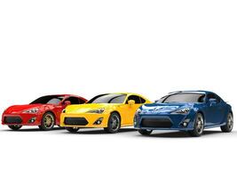 genérico carros - vermelho, amarelo e azul cores foto