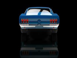 azul músculo carro em Preto reflexivo fundo foto