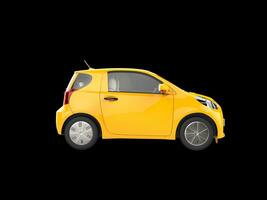 amarelo pequeno urbano moderno elétrico carro - lado Visão foto