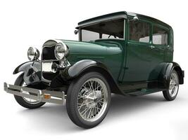 lindo Sombrio verde vintage carro - 3d render foto