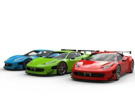 vermelho, verde e azul moderno luxo carros esportivos foto