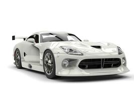 brilhante branco velozes Super-carro - frente Visão fechar-se tiro - 3d render foto