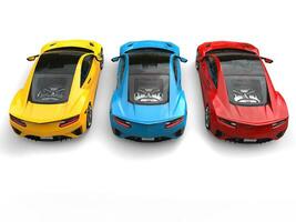 super Esportes carros dentro primário cores - costas Veiw foto