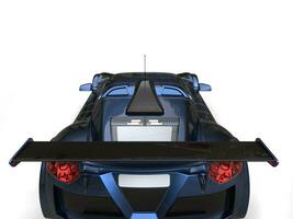legal metálico azul corrida Super-carro - topo baixa costas Visão foto