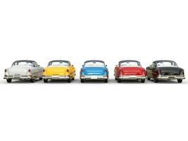 magnífico vintage carros dentro diferente cores - costas Visão foto