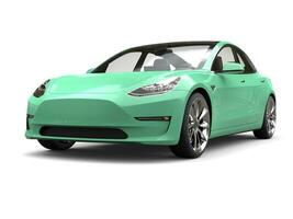 brilhante pastel verde moderno elétrico carro - beleza tiro foto