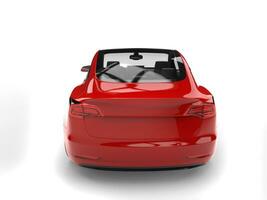 moderno vermelho elétrico família carro - costas Visão foto