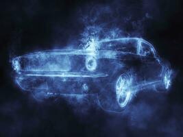 impressionante vintage músculo carro - azul fumaça efeito ilustração foto