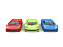 vermelho, verde e azul conceito super Esportes carros - frente Visão foto