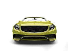 metálico brilho verde moderno luxo conversível carro - frente Visão fechar-se tiro foto