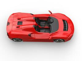 brilhante vermelho moderno super conceito carro - topo baixa Visão foto