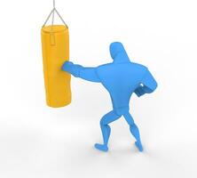 3d azul boxer Treinamento em pesado saco - costas visualizar. foto