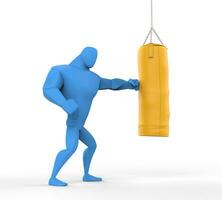 3d azul boxer Treinamento em pesado bolsa. foto