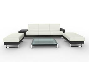 moderno branco sofá com café mesa foto