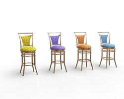 multicolorido café fazer compras cadeira isolado em branco fundo. foto