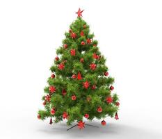Natal árvore com vermelho decorações foto