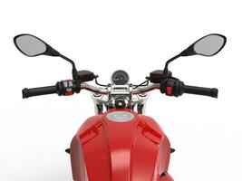 moderno velozes vermelho motocicleta - cavaleiro assento Visão foto