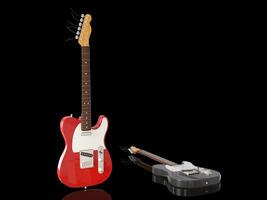 vermelho e Preto elétrico guitarras em Preto fundo foto