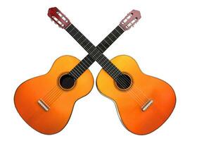 dois guitarras cruzado - 3d ilustração - isolado em branco fundo foto