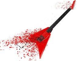 vermelho pesado metal elétrico guitarra desintegrando para dentro píxeis foto