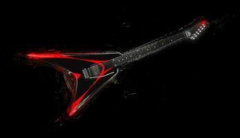 Preto pesado metal guitarra com vermelho personalizadas pintura trabalho - 3d ilustração foto