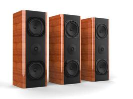 luxo música caixas de som com madeira lado painéis - 3d ilustração foto