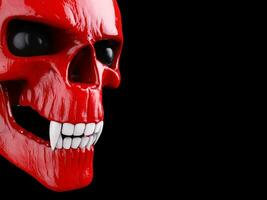vermelho vampiro crânio com branco dentes - fechar-se tiro foto