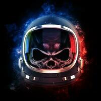 crânio dentro astronauta capacete - exterior espaço fundo foto
