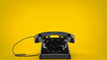 Preto retro estilizado Telefone em amarelo fundo foto