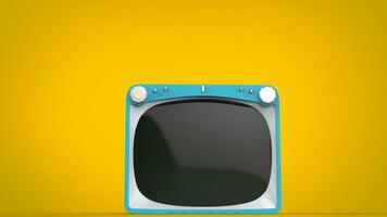 pálido azul retro estilo televisão conjunto em amarelo fundo - frente Visão foto