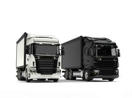 Preto e branco moderno pesado transporte caminhões - beleza tiro foto