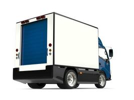 azul pequeno caixa caminhão - traseiro Visão foto