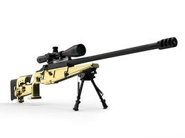 dourado moderno Franco atirador rifle - frente Visão baixo ângulo tiro foto
