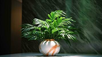 realista foto do uma tropical plantar dentro uma mármore vaso. com natural luz doença. ai gerado