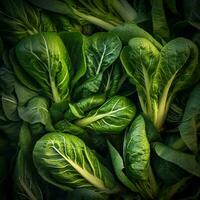 realista foto do uma grupo do bok choy. topo Visão legumes cenário. ai gerado