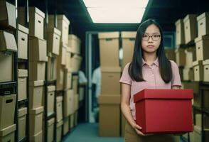 menina empregado demitir-se. gerar ai foto