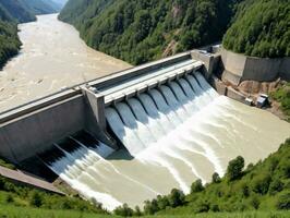 uma ampla barragem. ai gerado foto