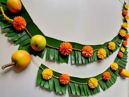 uma festão fez do folhas e flores ai gerado foto